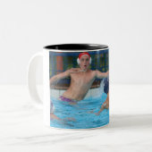 水パーソナライズされたポロスポーツ写真 ツートーンマグカップ (正面左)