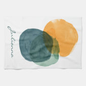水パーソナライズされたモダン色の円抽象芸術 キッチンタオル (横)
