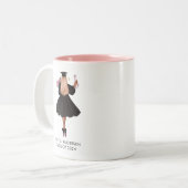 水パーソナライズされたモダン色ガール卒業生 ツートーンマグカップ (正面左)