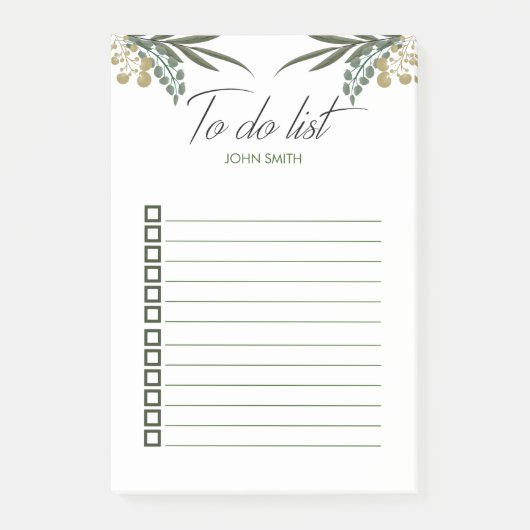 水パーソナライズされたモダン色ボタニ葉カル ポストイット (正面)