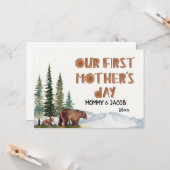 水パーソナライズされた彩ウッドランド第1母の日  カード (正面/裏面インサイチュ)