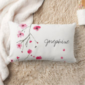 水パーソナライズされた彩ピンク赤さくらんぼ ランバークッション (ブランケット)