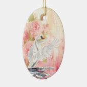 水パーソナライズされた彩白鳥とバラ セラミックオーナメント (右)