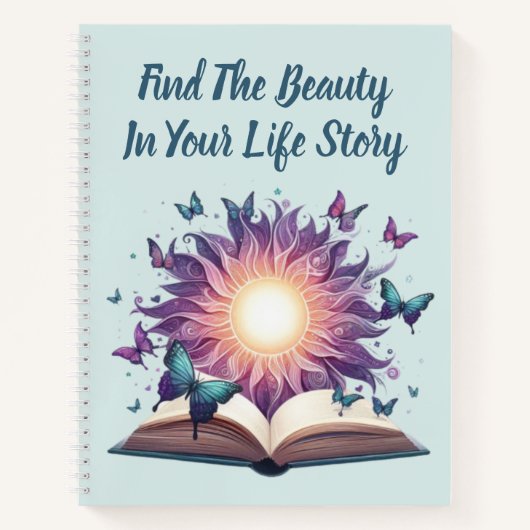 水パーソナライズされた感動的色バタフライ ノートブック (正面)