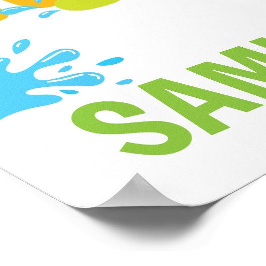 水パーソナライズされた戦争の誕生日パーティーのサイン ポスター (角)