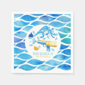 水パーソナライズされた砲誕生日紙プレート スタンダードカクテルナプキン (正面)