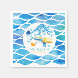 水パーソナライズされた砲誕生日紙プレート スタンダードカクテルナプキン