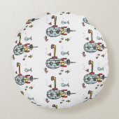 水パーソナライズされた航海の下の潜水艦 ラウンドクッション (裏面)