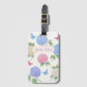 水パーソナライズされた色あじさいフローラ ラゲッジタグ (正面縦)