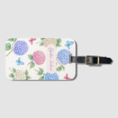 水パーソナライズされた色あじさいフローラ ラゲッジタグ (正面横)