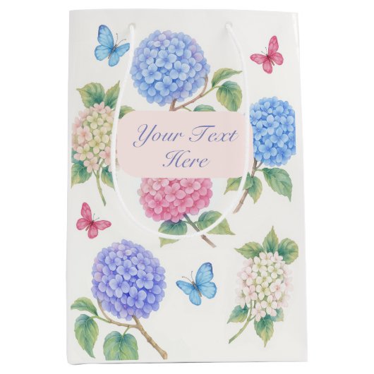 水パーソナライズされた色あじさい抱き枕 ミディアムペーパーバッグ (正面)