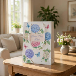 水パーソナライズされた色あじさい抱き枕 ミディアムペーパーバッグ