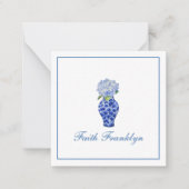 水パーソナライズされた色あじさい ノートカード (正面)