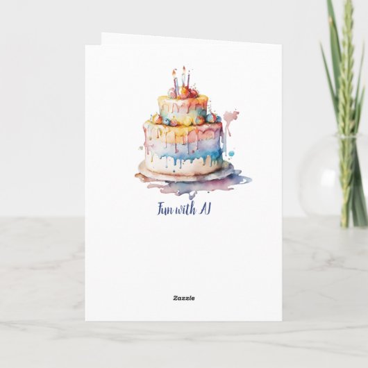 水パーソナライズされた色お誕生日ケーキ シーズンカード (裏面)