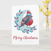 水パーソナライズされた色のクリスマスの鳥の月 カード (黄色い花)