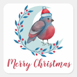 水パーソナライズされた色のクリスマスの鳥の月 スクエアシール