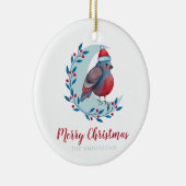 水パーソナライズされた色のクリスマスの鳥の月 セラミックオーナメント (右)