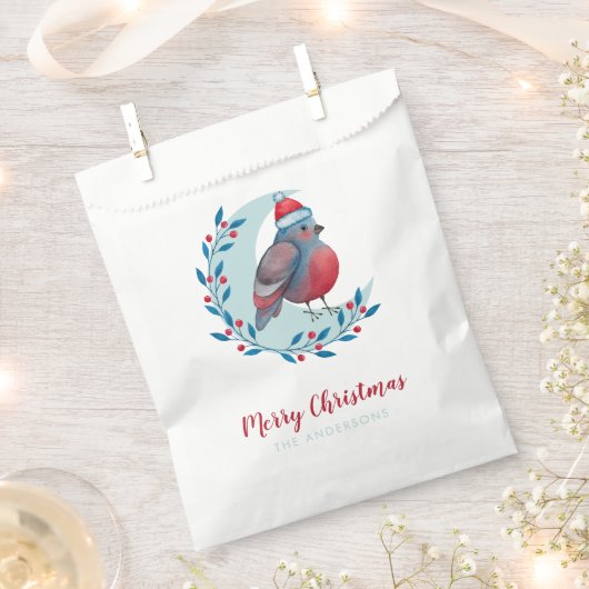 水パーソナライズされた色のクリスマスの鳥の月 フェイバーバッグ (クリップ留めされた状態)