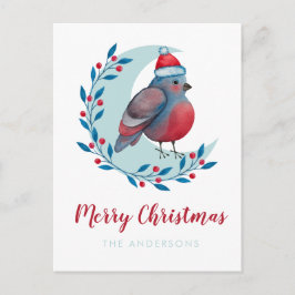 水パーソナライズされた色のクリスマスの鳥の月 ポストカード