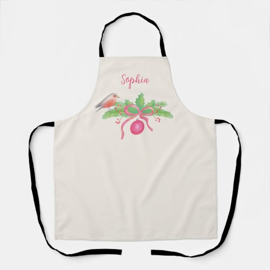 水パーソナライズされた色の冬フローラブーケ エプロン (正面)