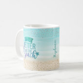 水パーソナライズされた色の命がより良いビーチ コーヒーマグカップ (正面左)