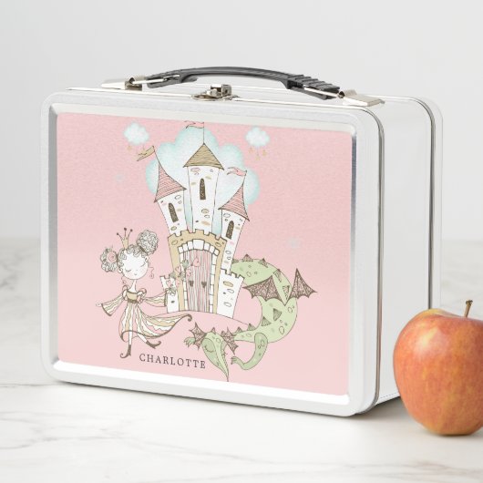 水パーソナライズされた色の城プリンセスドラゴンミー メタルランチボックス (インサイチュ)