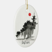 水パーソナライズされた色の寺の日本のクリスマス セラミックオーナメント (右)