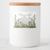 水パーソナライズされた色の山と森 フードラベル (正面)