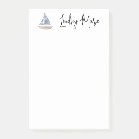 水パーソナライズされた色の帆船ポストitノート ポストイット (正面)
