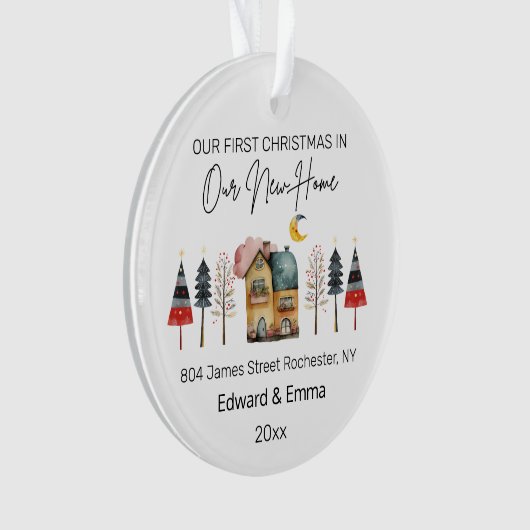 水パーソナライズされた色の新しいホーム初めてのクリスマス オーナメント (正面)