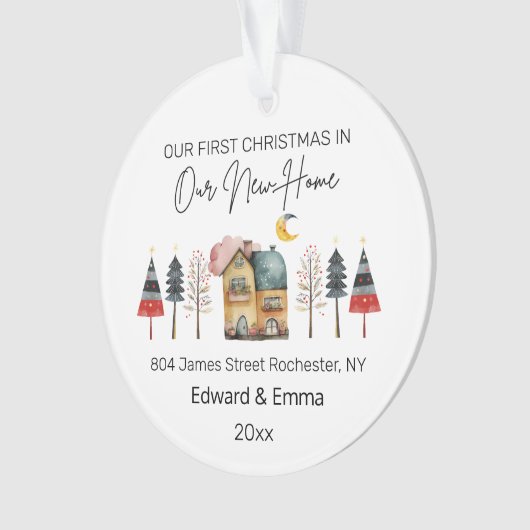 水パーソナライズされた色の新しいホーム初めてのクリスマス オーナメント (正面)