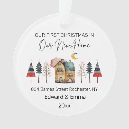 水パーソナライズされた色の新しいホーム初めてのクリスマス オーナメント (正面)