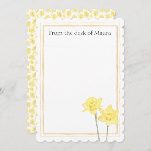 水パーソナライズされた色の水仙 サンキューカード (正面/裏面)