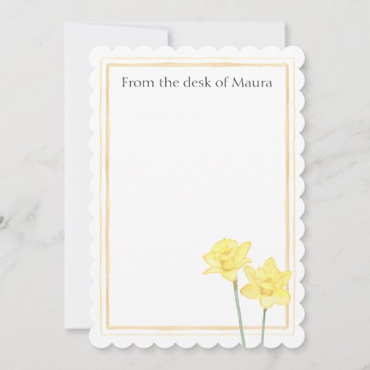 水パーソナライズされた色の水仙 サンキューカード (正面)