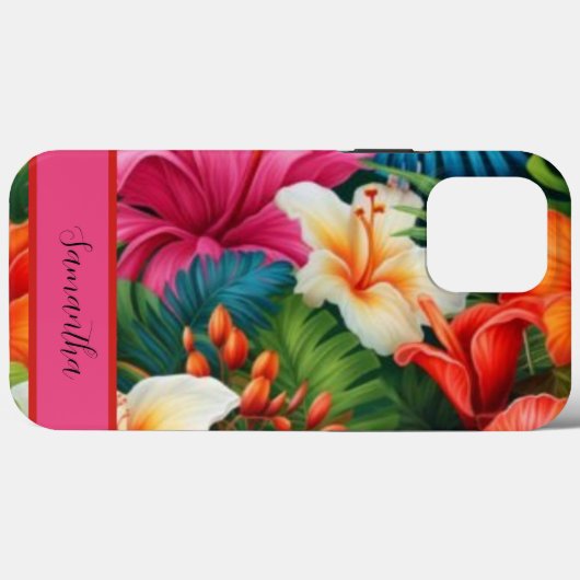 水パーソナライズされた色の熱帯の花の夏 Case-Mate iPhoneケース (裏面 (横))