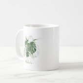 水パーソナライズされた色の熱帯葉 コーヒーマグカップ (正面左)
