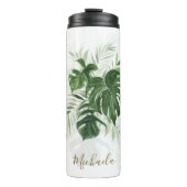 水パーソナライズされた色の熱帯葉 タンブラー (正面)