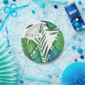 水パーソナライズされた色の熱帯葉 ペーパープレート (パーティー)