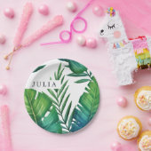 水パーソナライズされた色の熱帯葉 ペーパープレート (パーティー)