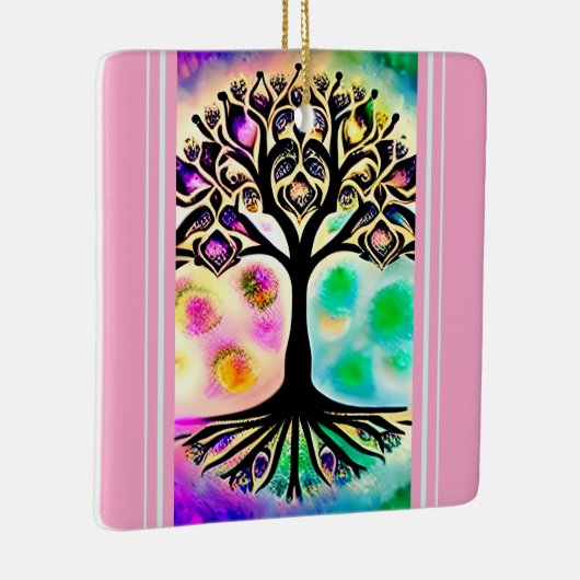 水パーソナライズされた色の生命の木感動的 セラミックオーナメント (右)