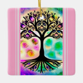 水パーソナライズされた色の生命の木感動的 セラミックオーナメント (正面)