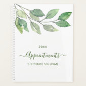 水パーソナライズされた色の緑アポイントメント プランナー手帳 (正面)