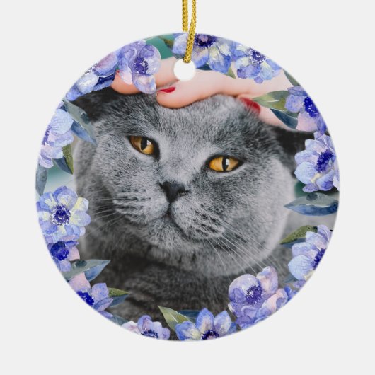 水パーソナライズされた色の花 セラミックオーナメント (正面)