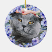 水パーソナライズされた色の花 セラミックオーナメント (裏面)