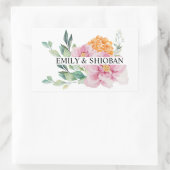 水パーソナライズされた色の花 長方形シール (バッグ)