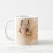 水パーソナライズされた色の蝶と花 コーヒーマグカップ (左)