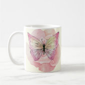 水パーソナライズされた色の蝶と花 コーヒーマグカップ (左)