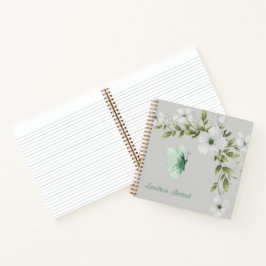 水パーソナライズされた色の蝶と花 ノートブック