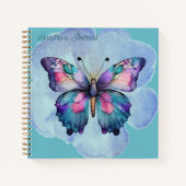 水パーソナライズされた色の蝶と花 ノートブック (正面)