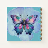 水パーソナライズされた色の蝶と花 ノートブック (裏面)